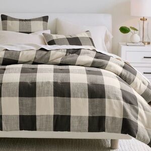 Pottery Barn Bryce buffalo check, cal-kings duvet cover and two euros shams